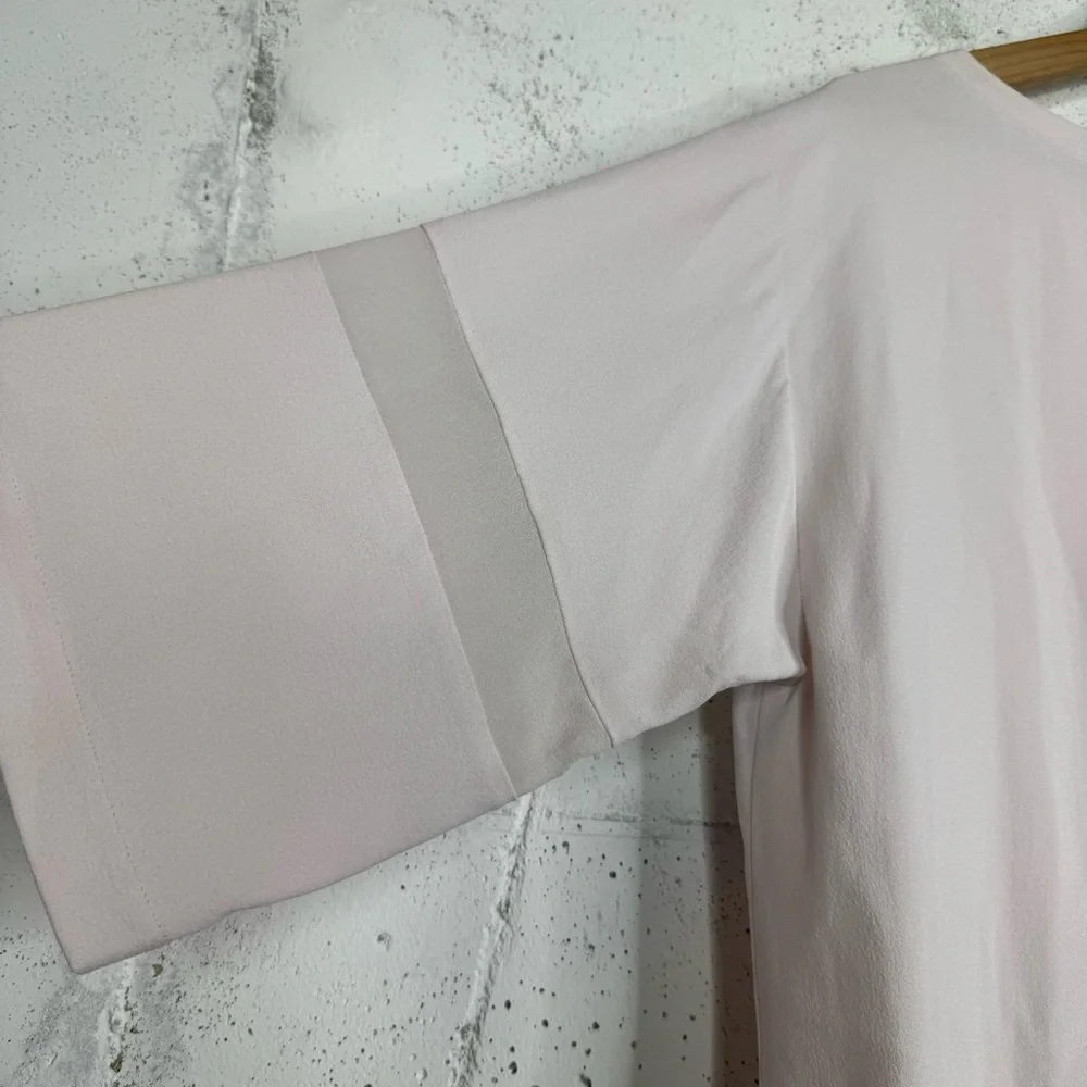 Eileen Fisher Silky Boxy Fit Mesh Arm Panel Crepe Like Top Blouse Medium - Picture 8 of 10